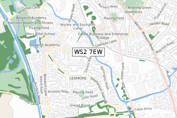 WS2 7EW map - small scale - OS Open Zoomstack (Ordnance Survey)