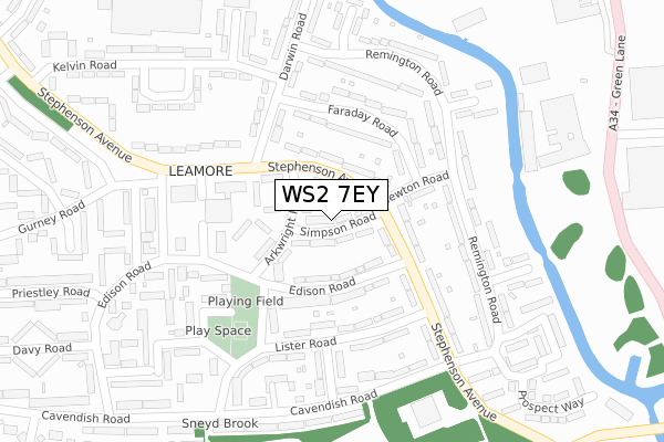 WS2 7EY map - large scale - OS Open Zoomstack (Ordnance Survey)