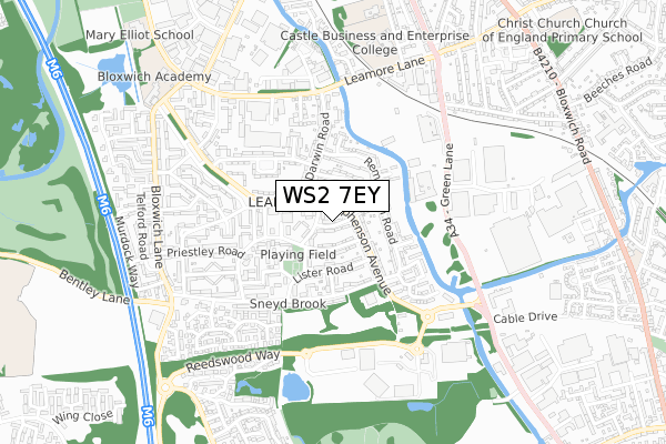 WS2 7EY map - small scale - OS Open Zoomstack (Ordnance Survey)