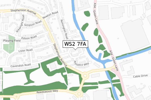 WS2 7FA map - large scale - OS Open Zoomstack (Ordnance Survey)