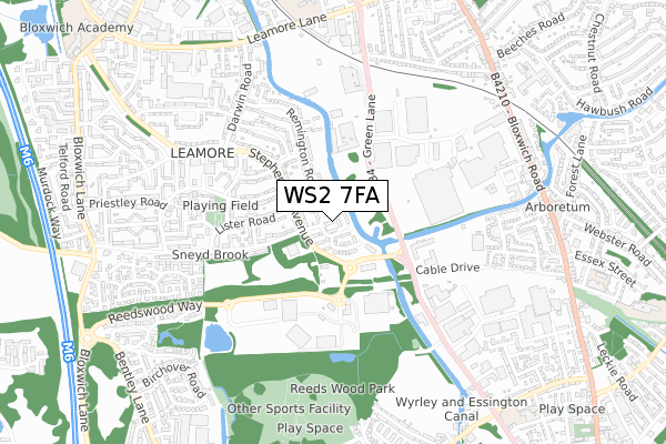 WS2 7FA map - small scale - OS Open Zoomstack (Ordnance Survey)