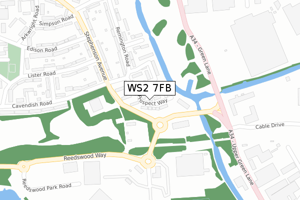 WS2 7FB map - large scale - OS Open Zoomstack (Ordnance Survey)