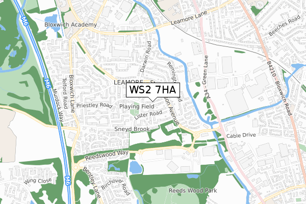 WS2 7HA map - small scale - OS Open Zoomstack (Ordnance Survey)
