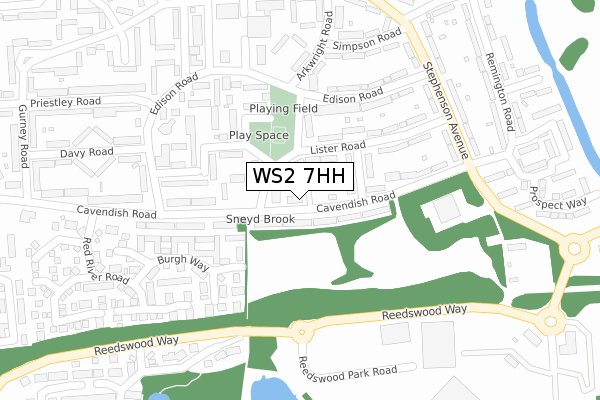 WS2 7HH map - large scale - OS Open Zoomstack (Ordnance Survey)