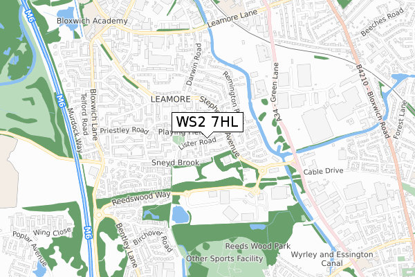 WS2 7HL map - small scale - OS Open Zoomstack (Ordnance Survey)