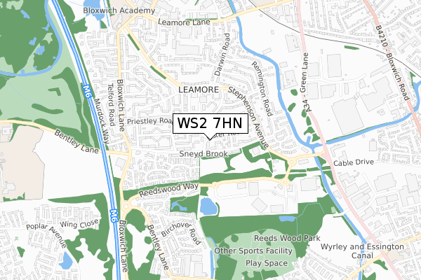 WS2 7HN map - small scale - OS Open Zoomstack (Ordnance Survey)