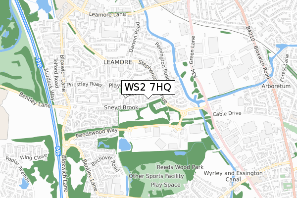 WS2 7HQ map - small scale - OS Open Zoomstack (Ordnance Survey)