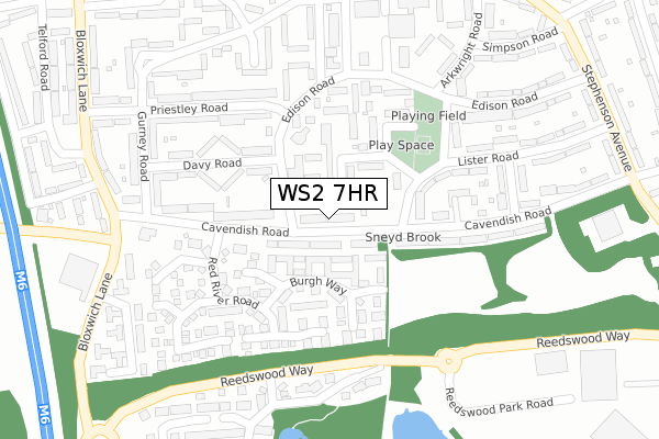 WS2 7HR map - large scale - OS Open Zoomstack (Ordnance Survey)