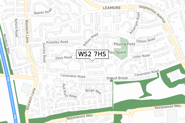 WS2 7HS map - large scale - OS Open Zoomstack (Ordnance Survey)