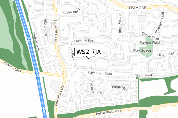 WS2 7JA map - large scale - OS Open Zoomstack (Ordnance Survey)