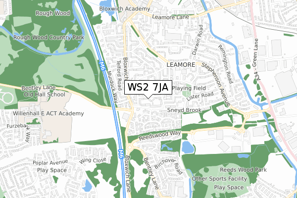 WS2 7JA map - small scale - OS Open Zoomstack (Ordnance Survey)