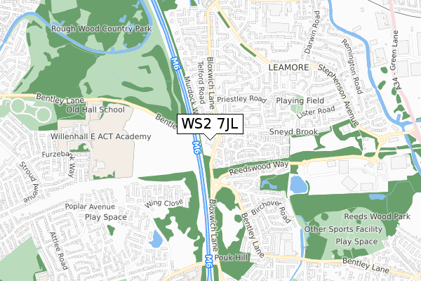 WS2 7JL map - small scale - OS Open Zoomstack (Ordnance Survey) WS2 7JL map - small scale - OS Open Zoomstack (Ordnance Survey)