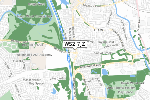 WS2 7JZ map - small scale - OS Open Zoomstack (Ordnance Survey)
