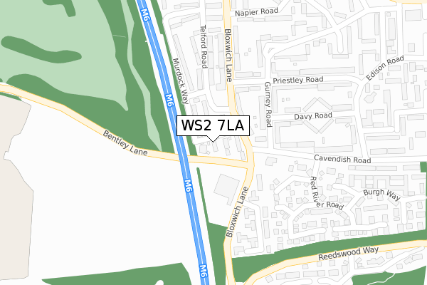WS2 7LA map - large scale - OS Open Zoomstack (Ordnance Survey)