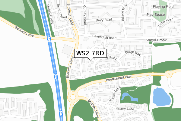 WS2 7RD map - large scale - OS Open Zoomstack (Ordnance Survey)