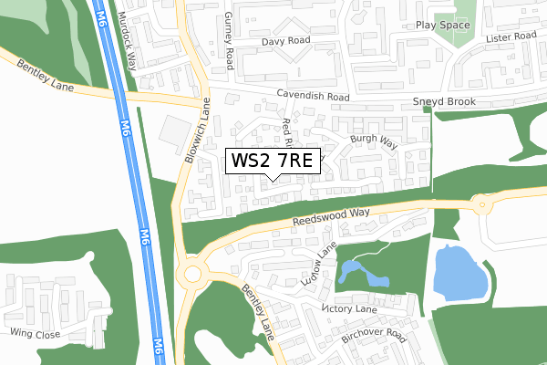 WS2 7RE map - large scale - OS Open Zoomstack (Ordnance Survey)