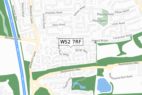 WS2 7RF map - large scale - OS Open Zoomstack (Ordnance Survey)