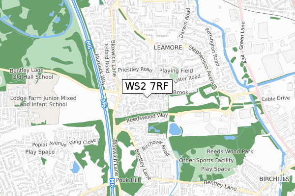 WS2 7RF map - small scale - OS Open Zoomstack (Ordnance Survey)
