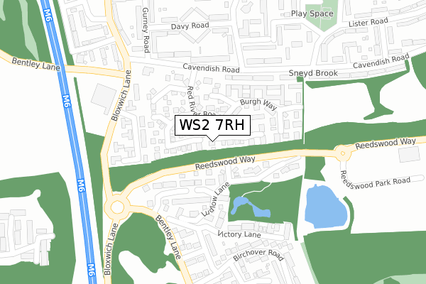 WS2 7RH map - large scale - OS Open Zoomstack (Ordnance Survey)