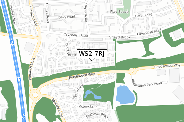 WS2 7RJ map - large scale - OS Open Zoomstack (Ordnance Survey)