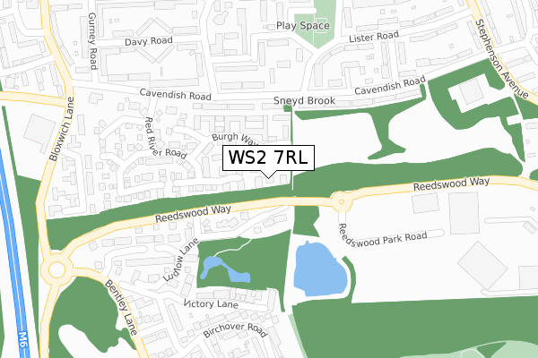 WS2 7RL map - large scale - OS Open Zoomstack (Ordnance Survey)