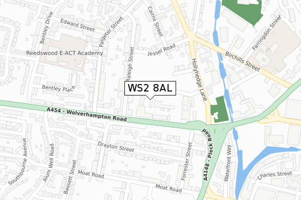 WS2 8AL map - large scale - OS Open Zoomstack (Ordnance Survey)