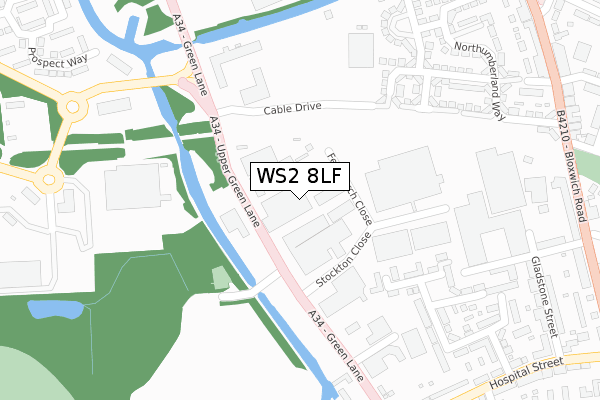 WS2 8LF map - large scale - OS Open Zoomstack (Ordnance Survey)