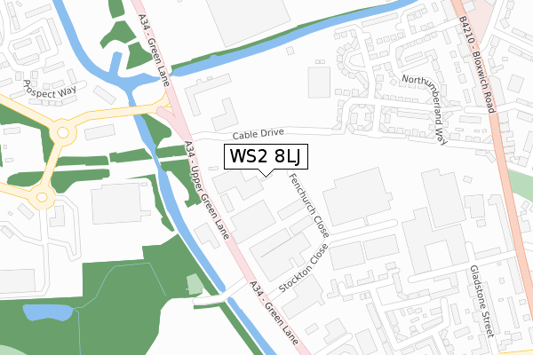 WS2 8LJ map - large scale - OS Open Zoomstack (Ordnance Survey)