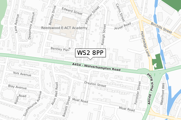 WS2 8PP map - large scale - OS Open Zoomstack (Ordnance Survey)