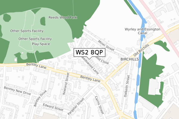 WS2 8QP map - large scale - OS Open Zoomstack (Ordnance Survey)