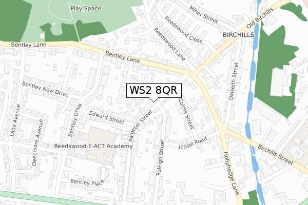 WS2 8QR map - large scale - OS Open Zoomstack (Ordnance Survey)