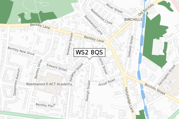 WS2 8QS map - large scale - OS Open Zoomstack (Ordnance Survey)