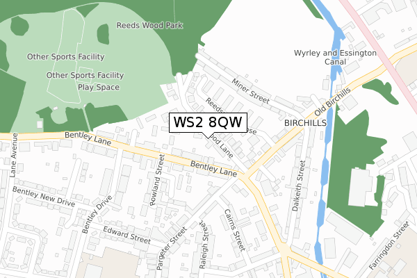 WS2 8QW map - large scale - OS Open Zoomstack (Ordnance Survey)