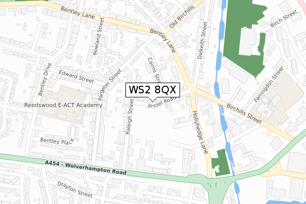 WS2 8QX map - large scale - OS Open Zoomstack (Ordnance Survey)