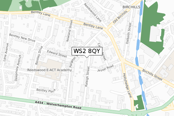 WS2 8QY map - large scale - OS Open Zoomstack (Ordnance Survey)