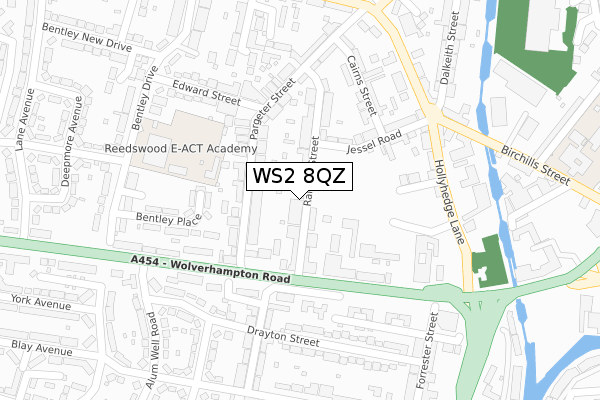 WS2 8QZ map - large scale - OS Open Zoomstack (Ordnance Survey)