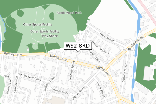 WS2 8RD map - large scale - OS Open Zoomstack (Ordnance Survey)