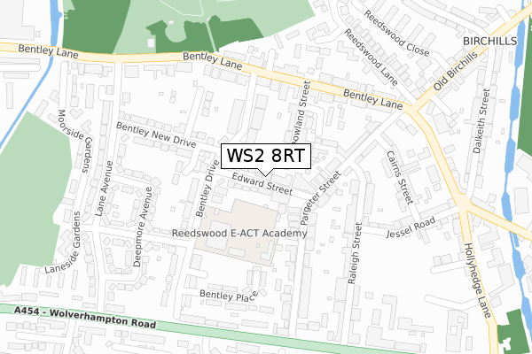 WS2 8RT map - large scale - OS Open Zoomstack (Ordnance Survey)