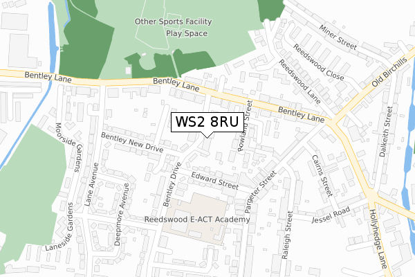 WS2 8RU map - large scale - OS Open Zoomstack (Ordnance Survey)