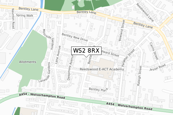 WS2 8RX map - large scale - OS Open Zoomstack (Ordnance Survey)