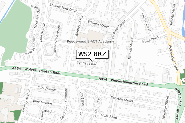 WS2 8RZ map - large scale - OS Open Zoomstack (Ordnance Survey)