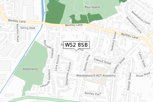 WS2 8SB map - large scale - OS Open Zoomstack (Ordnance Survey)