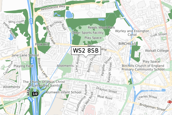 WS2 8SB map - small scale - OS Open Zoomstack (Ordnance Survey)