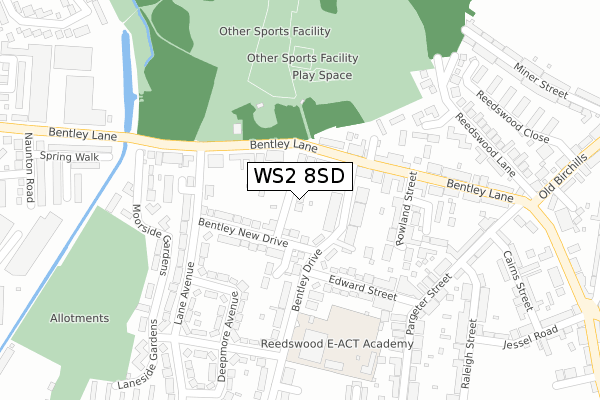 WS2 8SD map - large scale - OS Open Zoomstack (Ordnance Survey)