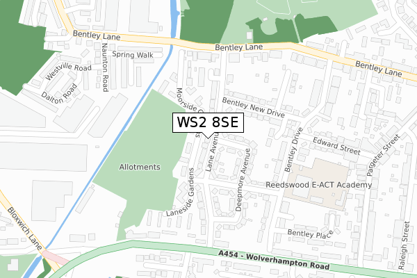WS2 8SE map - large scale - OS Open Zoomstack (Ordnance Survey)