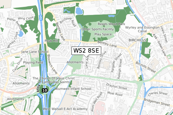 WS2 8SE map - small scale - OS Open Zoomstack (Ordnance Survey)