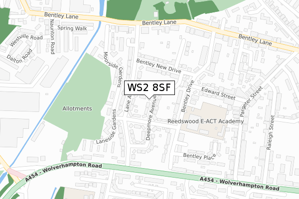 WS2 8SF map - large scale - OS Open Zoomstack (Ordnance Survey)