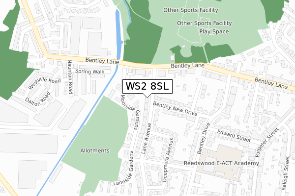 WS2 8SL map - large scale - OS Open Zoomstack (Ordnance Survey)