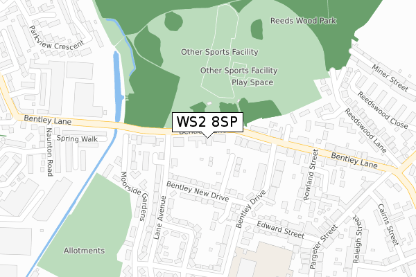 WS2 8SP map - large scale - OS Open Zoomstack (Ordnance Survey)