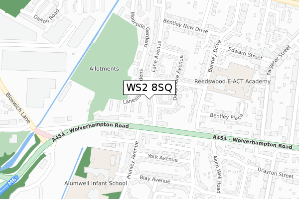 WS2 8SQ map - large scale - OS Open Zoomstack (Ordnance Survey)